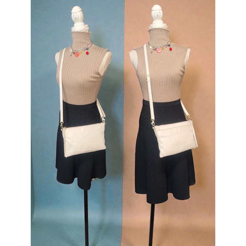 Fossil Crossbody Bag ZB5701 Chalk White Leather Convertible Clutch Bag Charm